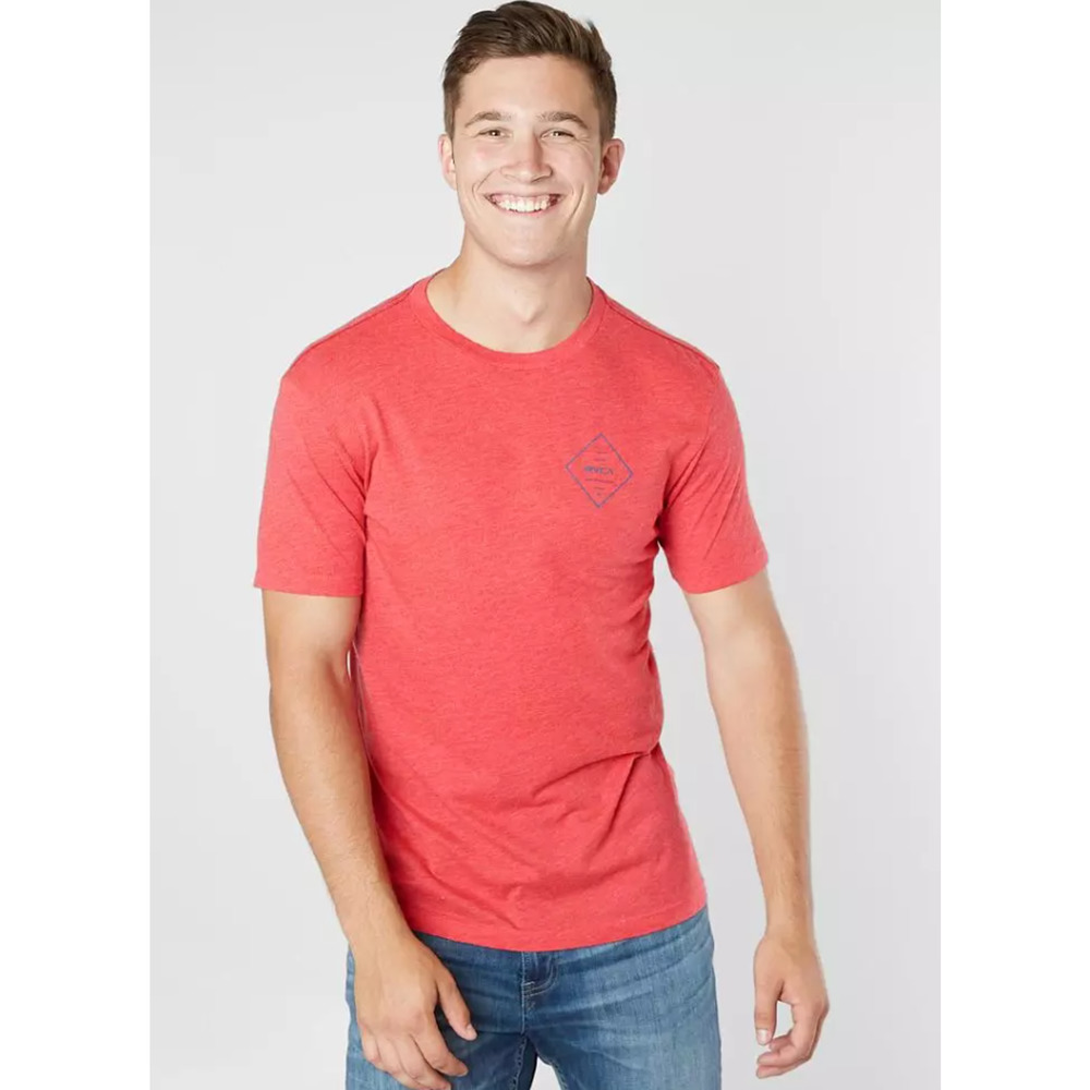 RVCA Red Vintage Dye Crew‎ Neck Knit Short Sleeve Press T-Shirt Men's Size Small